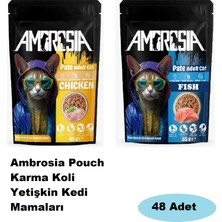 Ambrosia Tavuklu Yetişkin/balıklı Yetişkin Pouch Kedi Maması 48 Adet
