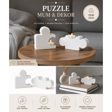 El Yapımı Dekoratif Şamdan 2li Puzzle Görünümlü