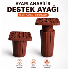 Nzb Kahve Uzayabilir Kare Başlı Sert Plastik Destek Ayağı 13X20 cm Ayarlanabilir Mobilya Ayağı