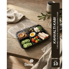 Sevapet 7 Bölmeli Kapaklı Plastik Kahvaltı Kabı / 10 Adet Saklama Kabı