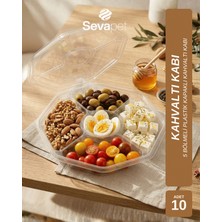 Sevapet 5 Bölmeli Kendinden Kapaklı Plastik Kahvaltı Kabı / 10 Adet Saklama Kabı