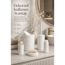 Eco Lounge Beyaz Banyo Düzenleyici Set 5 Parça Çöp Kovası Tuvalet Fırçası Sabunluk Fırçalık