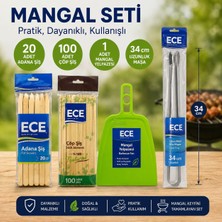 Ece Barbekü Mangal Seti Adana Şiş Çöp Şiş Maşa Yelpaze Seti
