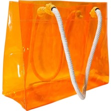 R&m Promosyon Su Geçirmez Şeffaf Pvc Kadın Plaj ve Omuz Çantası - Kalın Halat Saplı Deluxe Plaj Çantası