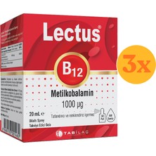 Lectus B12 Metilkobalamin 1000 Mcg Sprey 20 ml - 3 Adet (Toplam 60 Ml)