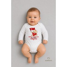 Babyden's %100 Pamuk Milli Takım Taraftar Bebek Body Yenidoğan Çıtçıtlı Unisex Uzun Kol Badi Türk Bayraklı Zıbın