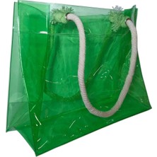 R&m Promosyon Su Geçirmez Şeffaf Pvc Kadın Plaj ve Omuz Çantası - Kalın Halat Saplı Deluxe Plaj Çantası
