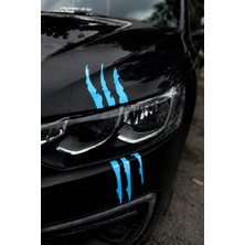 Banxtre Araba Farı Için Açık Mavi Renk Pençe Izi Sticker Etiket 30CMX10CM (1 Adet)