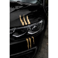 Banxtre Araba Farı Için Mat Gold Renk Pençe Izi Sticker Etiket 30CMX10CM (1 Adet)