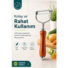 Eco Lounge Tek Başlıklı Ahşap Saplı Metal Soyacak Sebze ve Meyve Için Pratik Kullanım