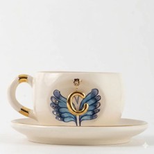BSK Ceramics Handmade Kelebek Harfli Çay Fincanı C Harfi