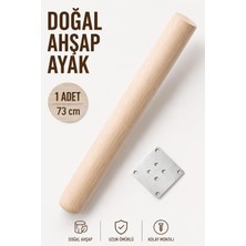 Nzb (1 Adet) Bohem 73 cm Doğal Ahşap Boyasız Silindir Sehpa Ayağı - (1 Adet) 8x8 Metal Montaj Aparatı