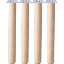 Nzb (4 Adet) Bohem 73 cm Doğal Ahşap Boyasız Silindir Sehpa Ayağı - (4 Adet) 8x8 Metal Montaj Aparatı