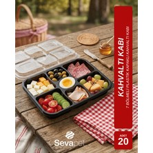 Sevapet 7 Bölmeli Kapaklı Plastik Kahvaltı Kabı / 20 Adet Saklama Kabı