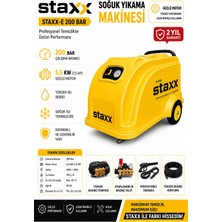 Staxx Power 200 Bar Soğuk Yüksek Basınçlı Oto Yıkama Makinesi Endüstriyel Seri Trifaze
