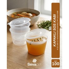 Sevapet 4 Oz (100 Cc) Kendinden Kapaklı Pp Sos Kabı / 100 Adet Saklama Kabı