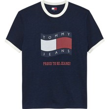 Tommy Hilfiger Tommy Hılfıger Erkek Marka Logolu Günlük Kullanıma Uygun Lacivert T-Shirt DM0DM22537 C1G