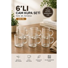 ENYAZA(2024) 6’lı Borosilikat Cam Kupa Seti Kulplu Şeffaf Isıya Dayanıklı Çay Bardağı & Kahve Bardağı & Bitki Çayı Bardağı