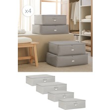 Ocean Home Textile 4'lü Gri Balıksırtı Baza Altı Yastık Yorgan Kazak Hurcu , Hurç