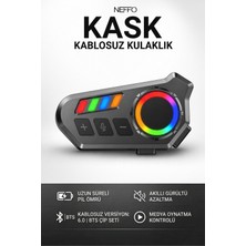 Neffo Intercom K06 Motosiklet Kask Kulaklık Bluetooth 5.4 Kablosuz Motor Kulaklık Stereo Müzik Çalar