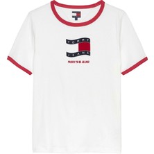Tommy Hilfiger Tommy Hılfıger Kadın Marka Logolu Günlük Kullanıma Uygun Beyaz1 T-Shirt DW0DW22306 Ybl