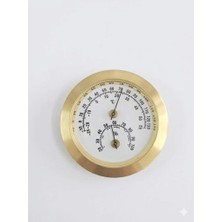 Hatfon Elektronik Analog Sarı Yuvarlak Isı Nem Ölçer Bimetal Termometre  -25+55C / %20-100 Nem ÇAP:50MM