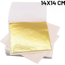 Hobiflex Altın Yaprak Varak Sanatsal Büyük Boy Folyo Epoksi Reçine Nail Art 8 Adet Altın Renk 14X14 cm