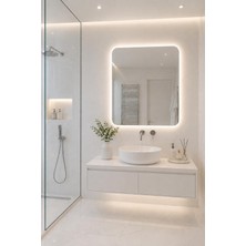 Albus Home Ibiza 60X80 LED Aydınlatmalı Dekoratif Banyo Aynası Dokunmatik Buğu Önleyici Çerçevesiz Cam