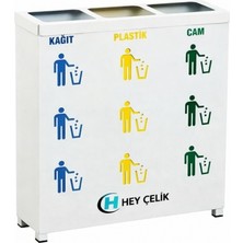 3’lü Sıfır Atık Kutusu Geri Dönüşüm Ünitesi (GD-213) – Metal Atık Ayrıştırma Sistemi | Hey Çelik