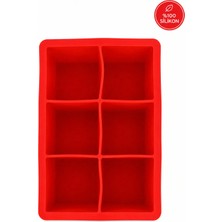 Siliconly 6 Bölmeli Büyük Boy Silikon Buz Kalıbı Et Suyu Saklama Kare Kokteyl Buz Kalıbı