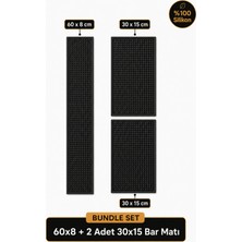 Siliconly 3’lü %100 Silikon Bar Matı Seti | 60X8 cm + 2 Adet 30X15 cm Kaydırmaz Mat