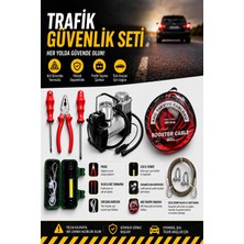 PADRİ Trafik Güvenliği Seti Süper 7 Li (El Feneri Düz ve Yıldız Tornavida Pense Takviye Kablosu Kompresör 7 Ton Çeki Halat)