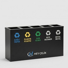 5’li Sıfır Atık Kutusu Geri Dönüşüm Ünitesi (EC-105) – Metal Atık Ayrıştırma Sistemi | Hey Çelik