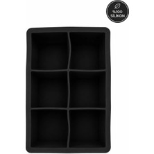 Siliconly 6 Bölmeli Büyük Boy Silikon Buz Kalıbı Et Suyu Saklama Kare Kokteyl Buz Kalıbı