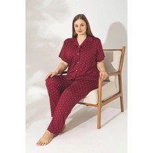 Pijamerry Büyük Beden Kısa Kol Milan Kumaş Pijama Takımı