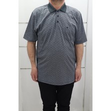 Becces Fistan Store Erkek Füme Desenli Klasik Kesim Rahat Kalıp Tek Cepli Battal Polo Yaka T-Shirt