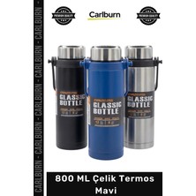 Carlburn #termos Isı Yalıtımlı Paslanmaz Çift Katmanlı Sızdırmaz Vakumlu Şık 800 ml Çelik Termos Mavi