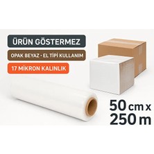 Beyaz Streç Film 50 cm x 250 M – Opak, 17 Mikron, El Tipi Paketleme Filmi
