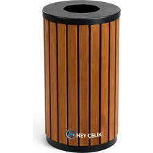 Ahşaplı Dış Mekan Çöp Kutusu (P&B-101) – Park Bahçe Çöp Kovası | Hey Çelik
