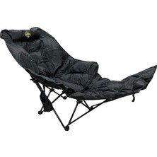 Funky Chairs Stella 4 Kademeli Ayarlanabilen, Ayak Uzatmalı, 500 gr Elyaf Dolgulu, Bardaklıklı, Eşya Cepli, Taşıma Çantalı, Yatabilen Portatif Şezlong Tipi Plaj Kamp Bahçe Sandalyesi -Siyah