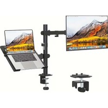Bovinox Profesyonel Çift Kollu Monitör ve Laptop Standı – Ergonomik Masaüstü Düzenleyici – Vesa Uyumlu