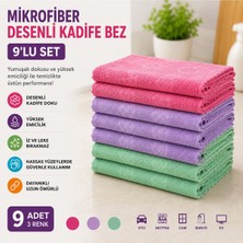 Muggio 30X30 Mikrofiber Desenli Kadife Temizlik Bezi 9'lu Set – Yumuşak, Iz Bırakmaz