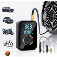 GUNKES Taşınabilir Hava Kompresörü Powerbank Özellikli Dijital Ekranlı Şarjlı Lastik Şişirme Pompası 5200MAH