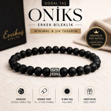 Evcikuş Erkek Doğal Taş Bileklik – Siyah Oniks 8 mm, Unisex