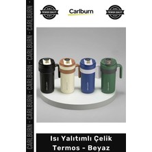 Carlburn #termos Piknik Kamp Plaj Seyahat Sızdırmaz Isı Yalıtımlı Paslanmaz Kaliteli Uzun Ömürlü Modern Şık Çelik Termos Beyaz