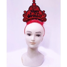 Erdo Ticaret Buğz Happy Birthday Neon Kırmızı Renk Doğum Günü Tacı 24X15 cm