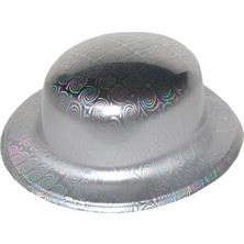 Erdo Ticaret Buğz Gümüş Renk Hologramlı Plastik Yuvarlak Melon 27X24 cm