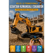 Open City 4d-E1 Uzaktan Kumandalı Oyuncak Ekskavatör 12 Fonksiyonlu LED Işıklı Sesli Şarjlı