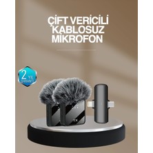 Erdo Ticaret Buğz 2’li Kablosuz Yaka Mikrofonu Type-C ve Lightning Uyumlu Profesyonel Set