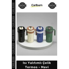 Carlburn #termos Piknik Kamp Plaj Seyahat Sızdırmaz Isı Yalıtımlı Paslanmaz Kaliteli Uzun Ömürlü Modern Şık Çelik Termos Mavi